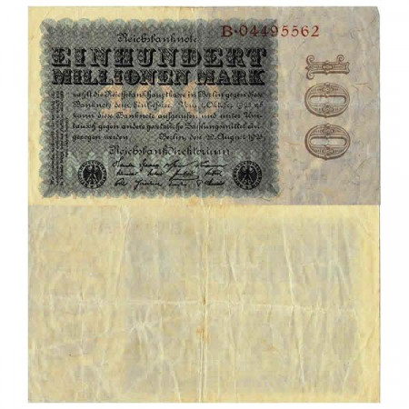 1923 * Banconota Germania Weimar 100 Milioni - 100.000.000 Mark "Reichsbanknote" (p107a) qBB