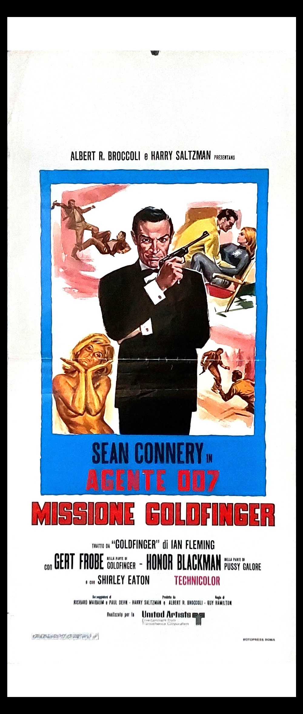 1964 Locandina Cinema Agente 007 Missione Goldfinger Sean Connery Honor Blackman Gert 7517