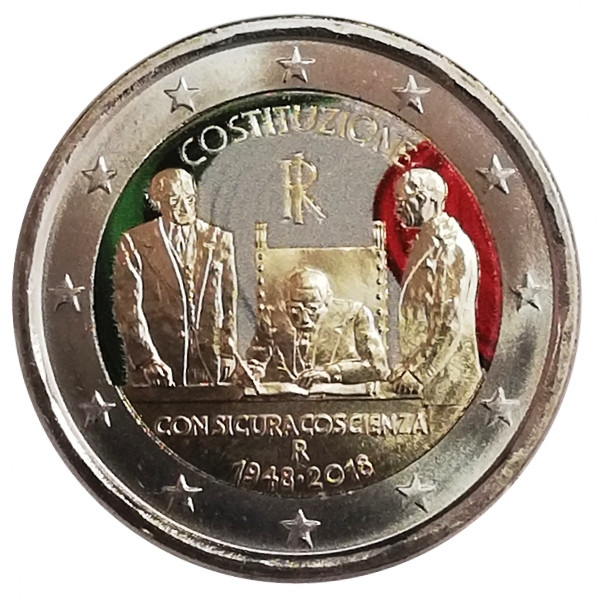 2018 * 2 Euro ITALIA 70° Costituzione Italiana Colorato - Mynumi