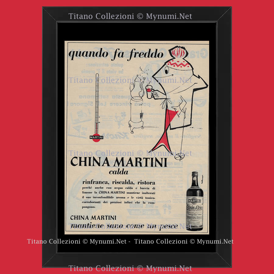 Anni '60 * Pubblicità Originale China Martini, Mantiene Sano Come un  Pesce Cornice - Mynumi