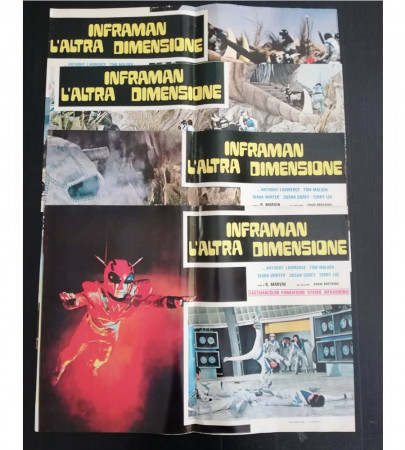 1976 * Set 4 Movie Lobby Cards "Inframan L'Altra Dimensione - Anthony Laurence, Tom Malden, Diana Winter" Fantasy (B+)