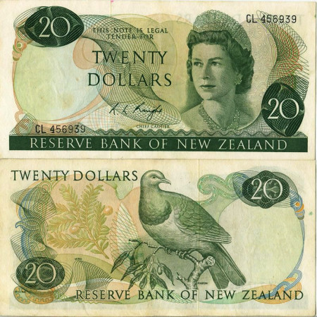 ND (1967-81) * Banknote New Zealand 20 Dollars "Elizabeth II" (p167c) VF+
