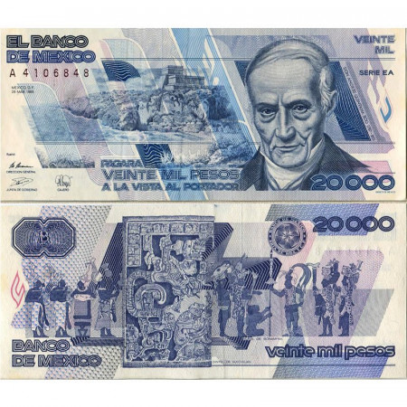 1989 * Banknote Mexico 20.000 Pesos "Don Andrés Quintana Roo" (p92b) UNC
