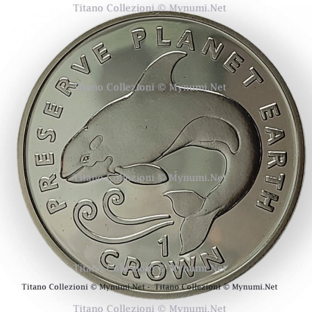 1996 * 1 Crown Silver Isle of Man "Preserve Planet Earth - Killer Whale" (KM 585a) PROOF