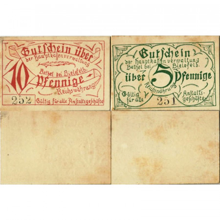 ND (1920) * Set 2 Notgeld Germany 5. 10 Pfennig "North Rhine-Westphalia – Bielefeld" (X)