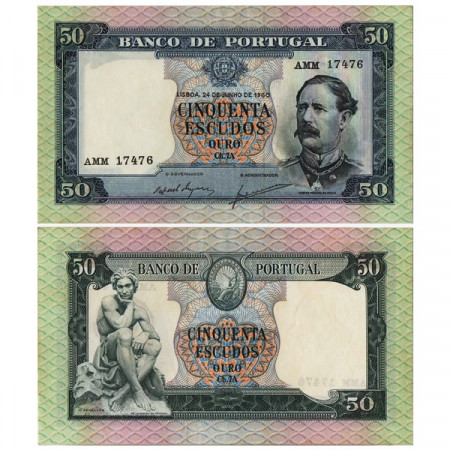 1960 * Banknote Portugal 50 Escudos "Fontes Pereira de Mello" (p164) XF+