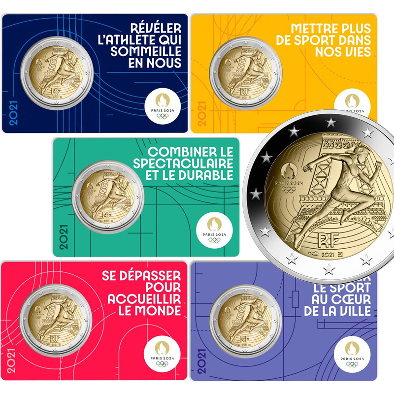 2021 * Set 5 x 2 Euro FRANCE "Summer Olympic Games Paris 2024 (1/4