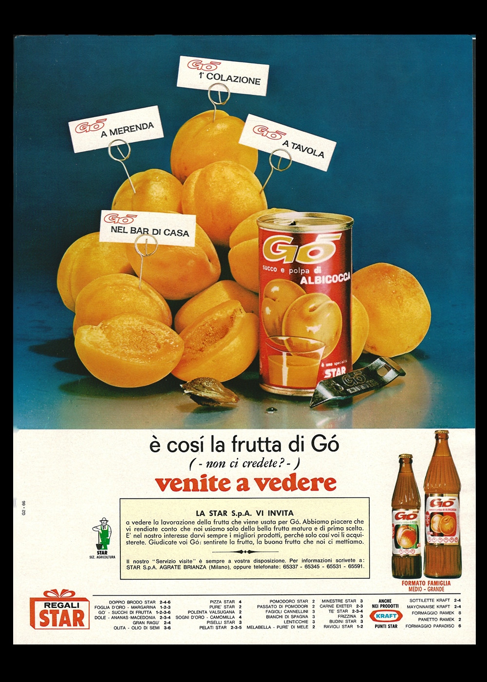 Anni '60 * Advertising Original Star Gò Succo e Polpa Albicocca