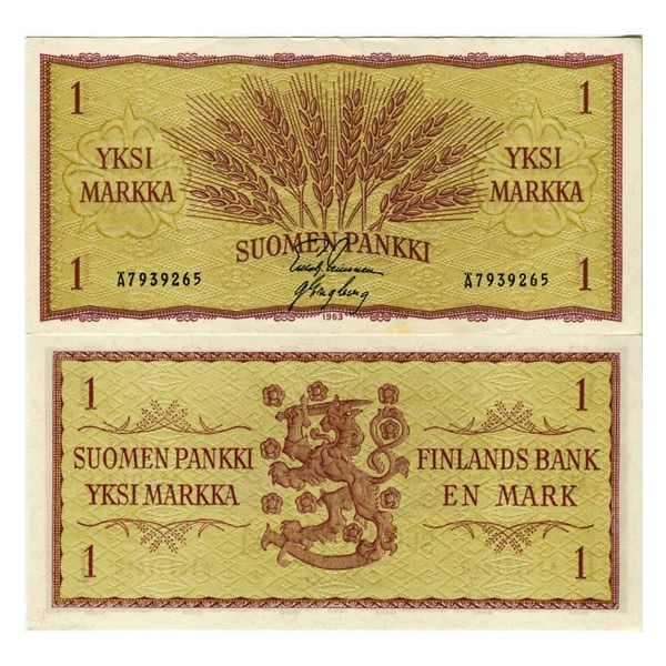 1963 * Banknote Finland 1 Markka 