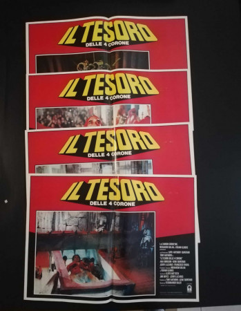 1982 * Set 4 Affiches De Cinéma "Il Tesoro delle Quattro Corone - Ferdinando Baldi" Aventures (B)