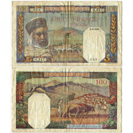 1940 * Billet Algérie 100 Francs "Administration Français" (p85) TTB