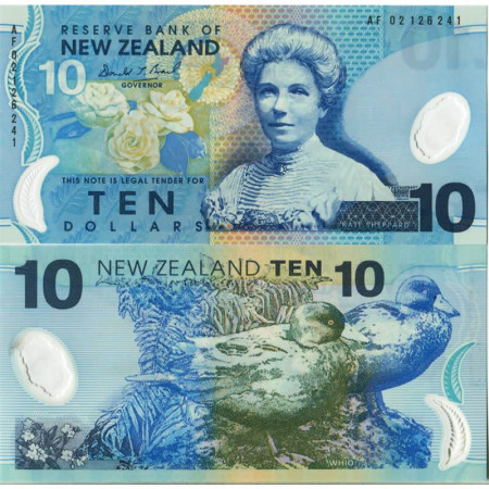 2002 * Billet Polymère Nouvelle-Zélande 10 Dollars "K Sheppard" (p186b) NEUF