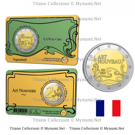 2023 * 2 Euro BELGIQUE "Art Nouveau" Version Français Coincard