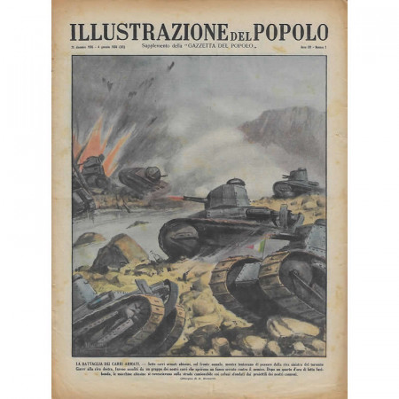 1936 * Illustrazione Del Popolo (N°1) "La Battaglia dei Carri Armati" Magazine Original