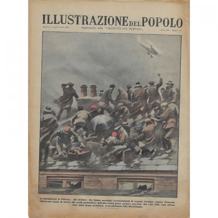 1934 * Illustrazione Del Popolo (N°31) "Le Inondazioni in Polonia" Magazine Original