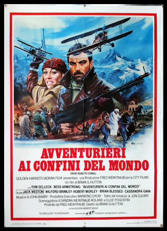 1983 * Cartel 2F Cinematográfico "Avventurieri ai Confini del Mondo -  Tom Selleck, Bess Armstrong" Aventura (B)