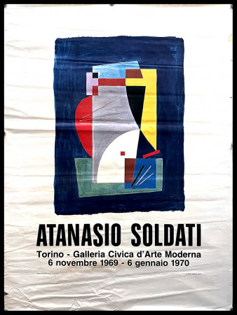 1969 * Cartel Arte Original "ATANASIO SOLDATI - Galleria Civica Torino 1969" Italia (B-)