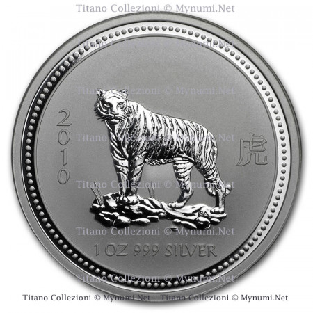 2010 (2007) * 1 Dólar Plata 1 OZ Australia "Año de la Tigre – Lunar I" FDC