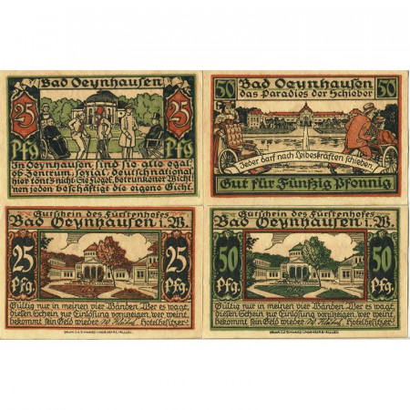 1921 * Lote 2 Notgeld Alemania 25. 50 Pfennig "Renania del Norte-Westfalia – Oeynhausen Bad" (1009.1)