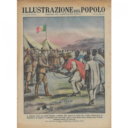 1935 * Illustrazione Del Popolo (N°43) "Il Degiac Ailè Sellassié Gugsà" Revista Original