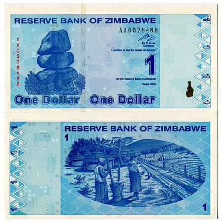 2009 * Billete Zimbabue 1 Dólar (p92) SC