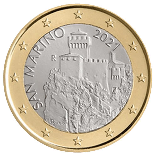 2018 - 1 Euro SAN MARINO Nuovo Design La Seconda Torre - La Cesta UNC- 2018  - 1 Euro SAN MARINO Nuovo Design La Seconda Torre