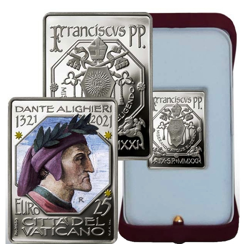 Vaticano 2 euro commemorativo 700º anniversario della morte di Dante  Alighieri 2021 proof