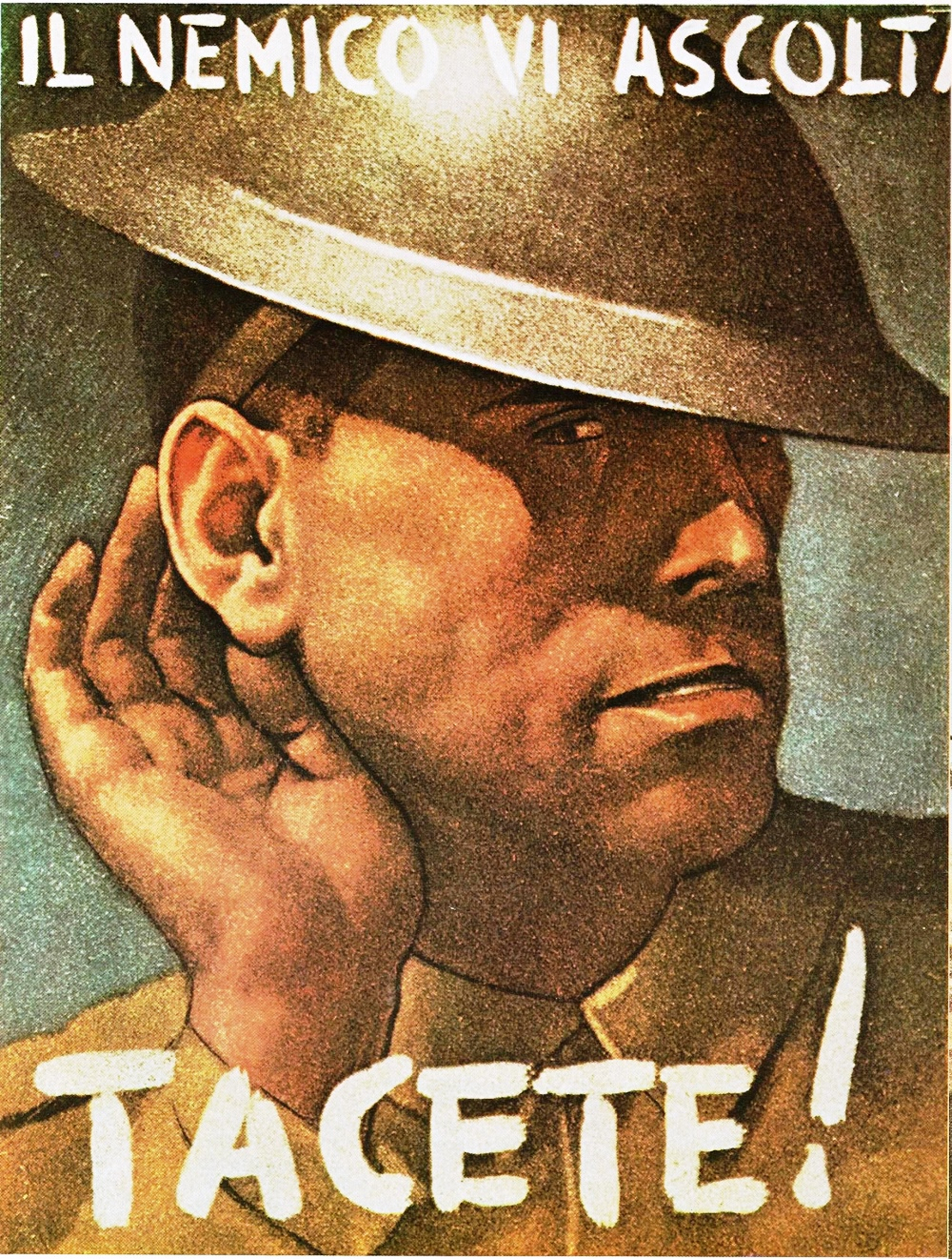 ND (WWII) * Propaganda di Guerra Riproduzione "Italia Fascista - Il Nemico  Vi Ascolta, Tacete!" in Passepartout - Mynumi